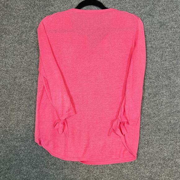 Talbots Sweater Womens Small Pink Linen Knit Pullover Vneck Bohemian Casual - Picture 9 of 10